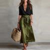Women's Wear Loose All-match Collar Waist Ruffled Temperament Dress Two-piece Set