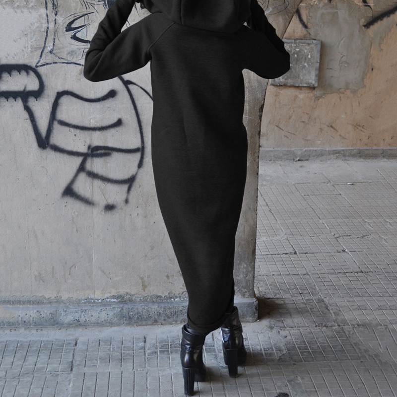 Automne et Hiver Veste Irrégulière à Capuche Grande Taille pour Femme Sweat-shirt Long