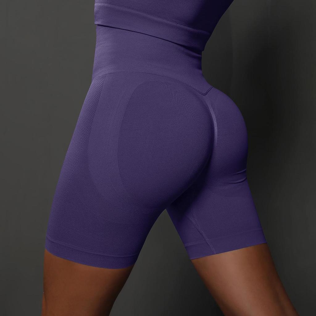 Peach Seamless Tummy Control High Waist Yoga Shorts for Women