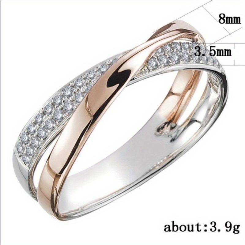 Women Wedding Rose Gold Two Tone X Shape Cross Ring Trendy Jewelry Rings