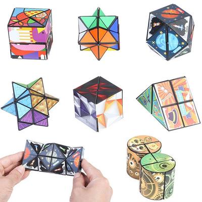 Magnetic Magic Cube Anti Stress Fidget Toys for Kids Geometric 3D Infinite Puzzle Cube Kids Stress Reliever Fidget Toy