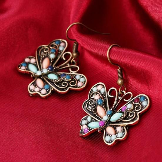 Bohemian Women Butterfly Dragonfly Rhinestone Charm Hook Earrings Jewelry Gift