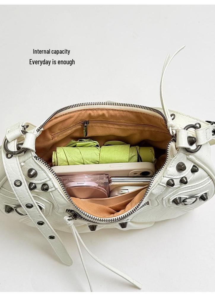 2026 Spicy Girl Rivet Crescent Versatile Handbag: Underarm, Shoulder & Crossbody