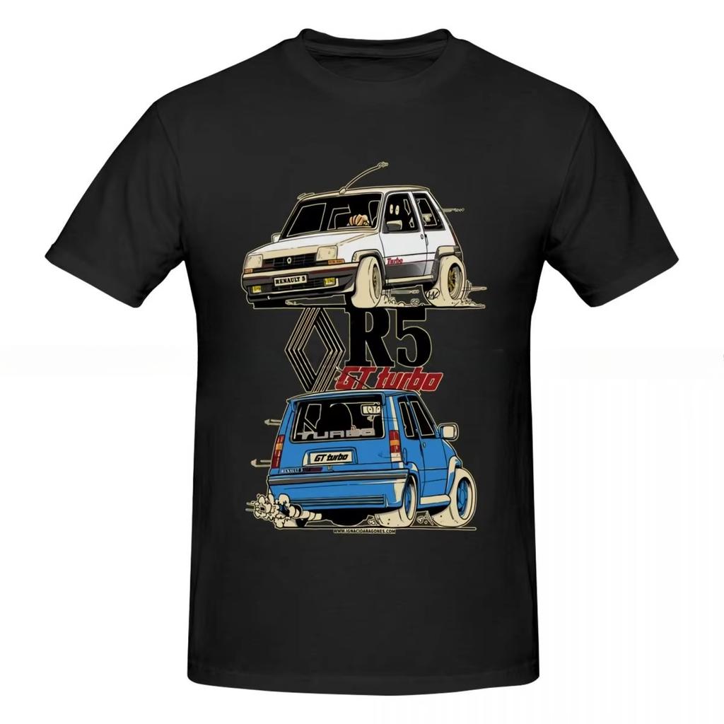 Vintage R 5 Gt Turbo Vtipné Kreslené Auto Pánské Tričko Bavlna Kulatý Výstřih Krátký Rukáv Ležérní Dámské Streetwear Nadměrné Tričko Top Oblečení