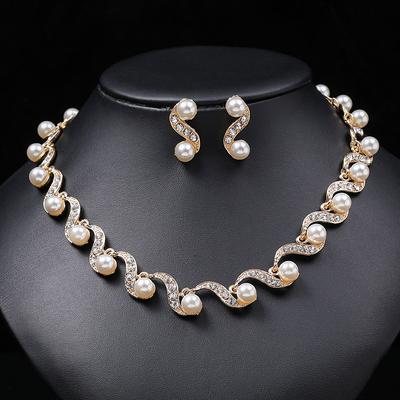 2026 Pearl Necklace Earrings Two-piece Set Women's Light Luxury Niche Versatile Sweater Chain Clavicle Chain Alloy