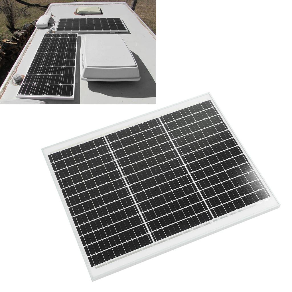 Portable Solar Panel 50W 18V Monocrystalline Waterproof High Efficiency for Home House Boat Trailer 