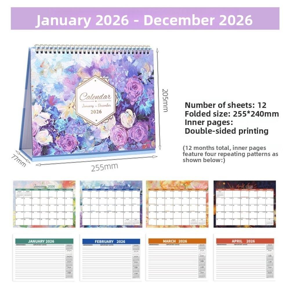 Thick Paper Standing Flip Calendar Portable Time Manegement Organizers  School Office Supplies