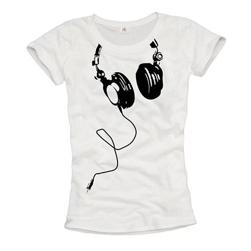 

LADIES SHIRT WITH DJ HEADPHONES WHITE BLACK MUSIC PARTY COOL GIFT Size S M L- 4XL