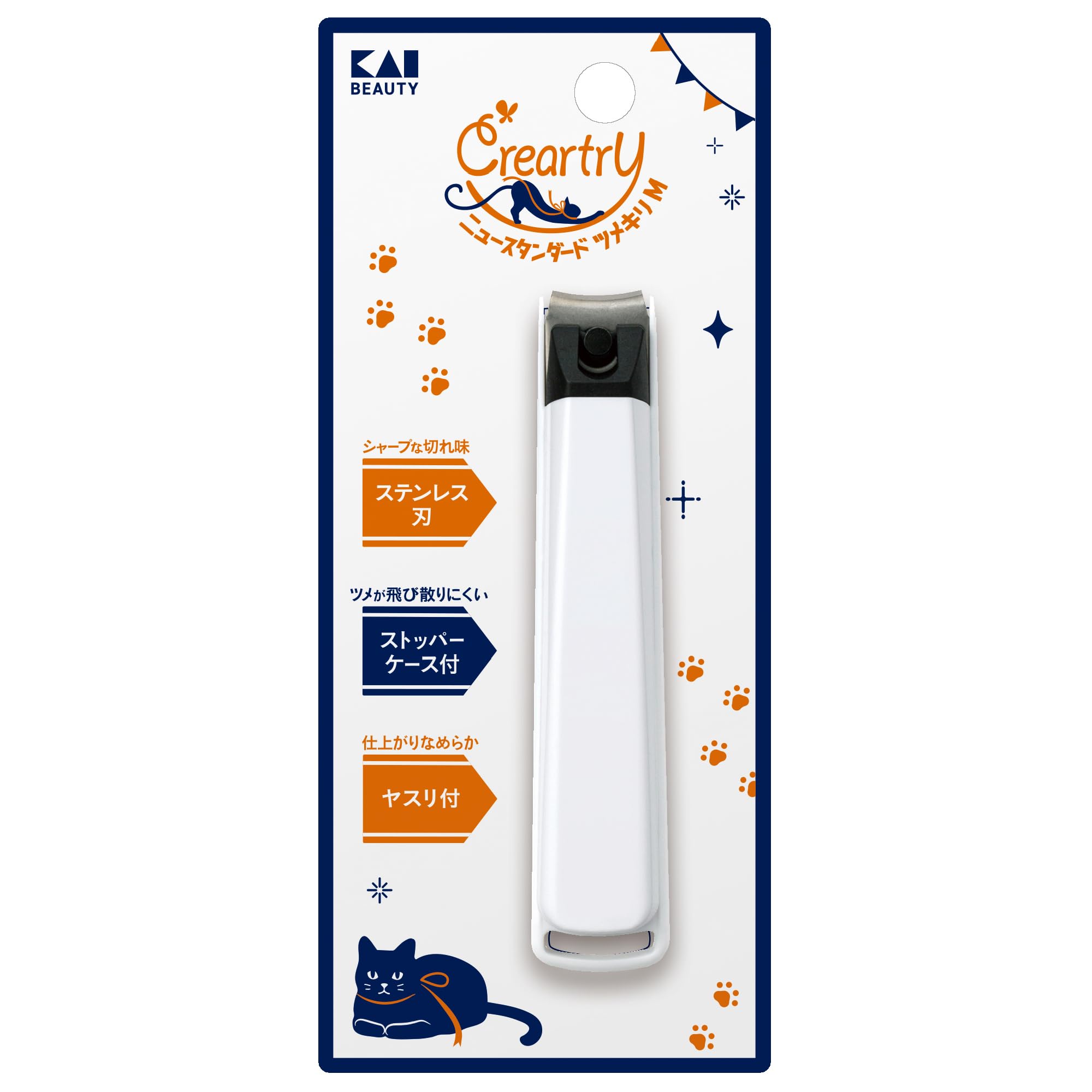Kai Cleartory Новый Стандарт Ножницы для Ногтей M Изогнутые для Рук и HC4001 Кусачки, Лезвие, Ноги, белый