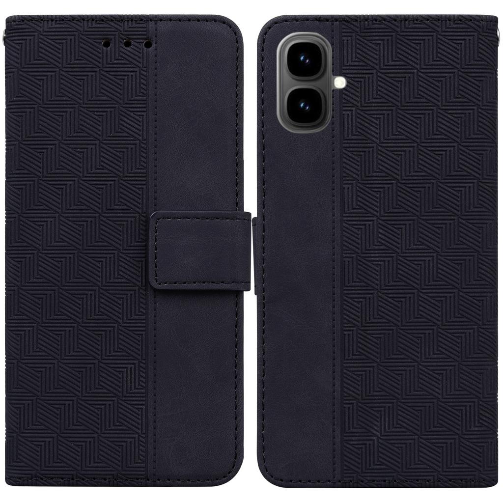 For Infinix Smart 10 Case Geometry Pattern Leather Wallet Phone Cover with Wrist Strap