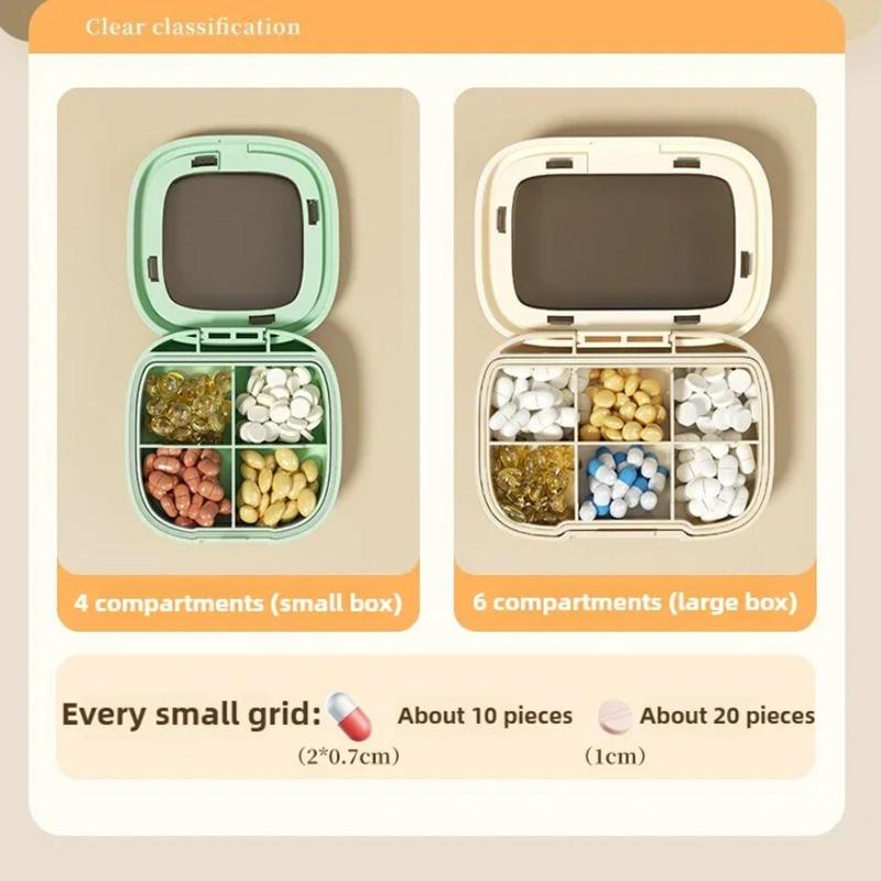 Portable Travel Storage Box Travel Week Medicine Box Transparent Sealed Moisture Proof Plastic Travel Medicine Storage 4/6 Grids