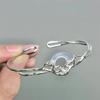 Chinese Style Vintage Hollow Out Round Jade Light Luxury Small Temperament Bracelet For Women Open Adjustable Elegant Bangle