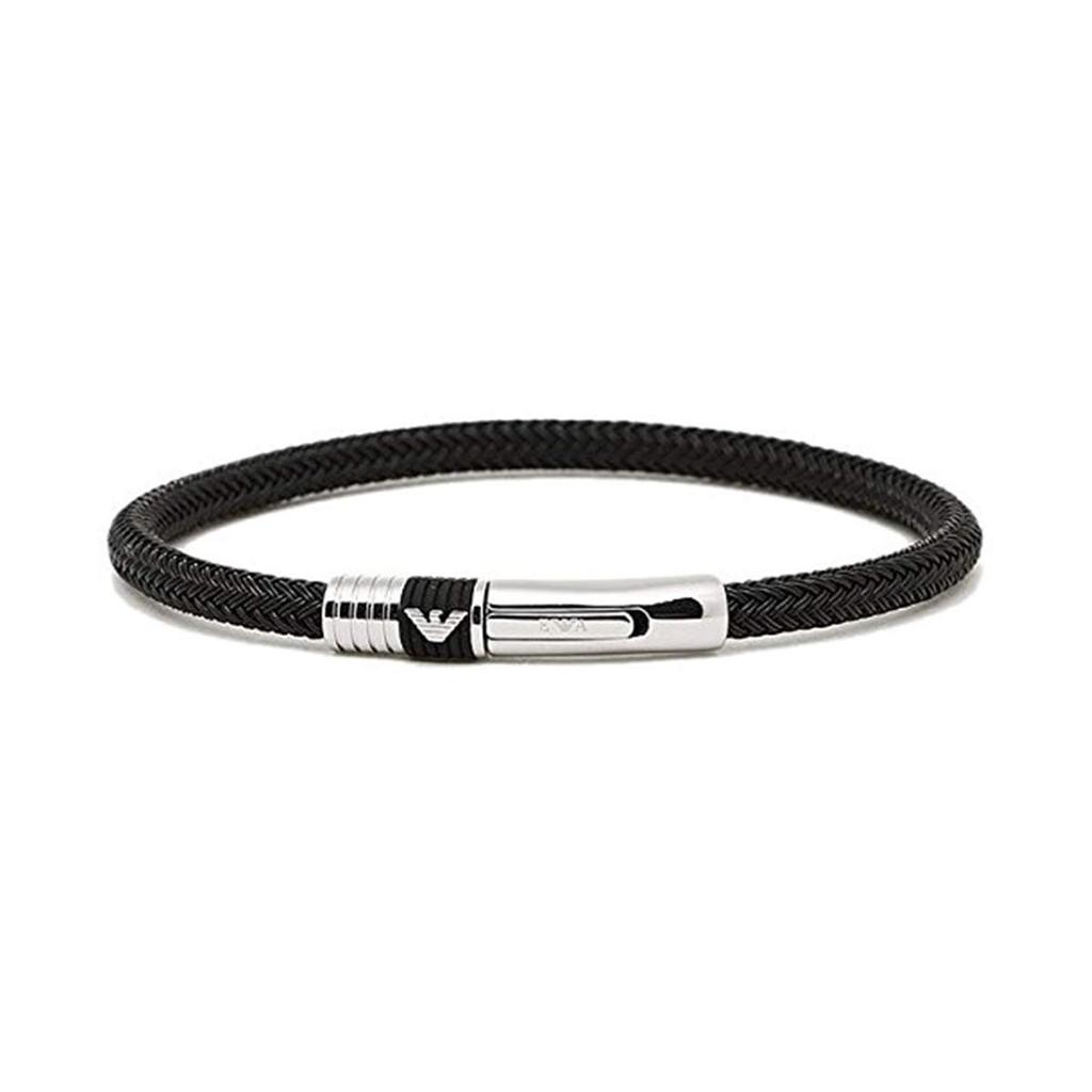 EMPORIO ARMANI Náramek EGS1624001 Logo Orel Pánský Černý/Stříbrný [Použitý]