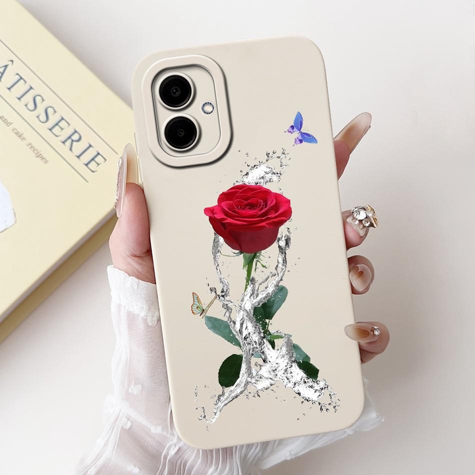 For Samsung Galaxy A06 Beautiful Bow Rose Painting Phone Case For Samsung A06 4G 5G Soft Silicone Shockproof Cases