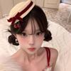 Festive Cherry Bow Mini Top Hat Hair Clip - Christmas Accessories for Women