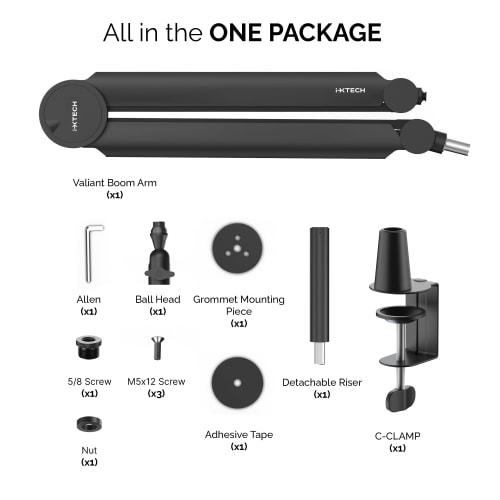 IXTECH Premium Microphone Boom Arm with Desk Mount, 360 Rotation, Fully Adjustable, for Podcasts, Video, Gaming, Radio, Studio, and Recording, Durabl