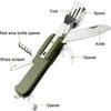 Multifunctional 7 In 1 Outdoor Tableware Stainless Steel Foldable Fork Spoon Knife Set for Camping Hiking Picnic Travel Durable