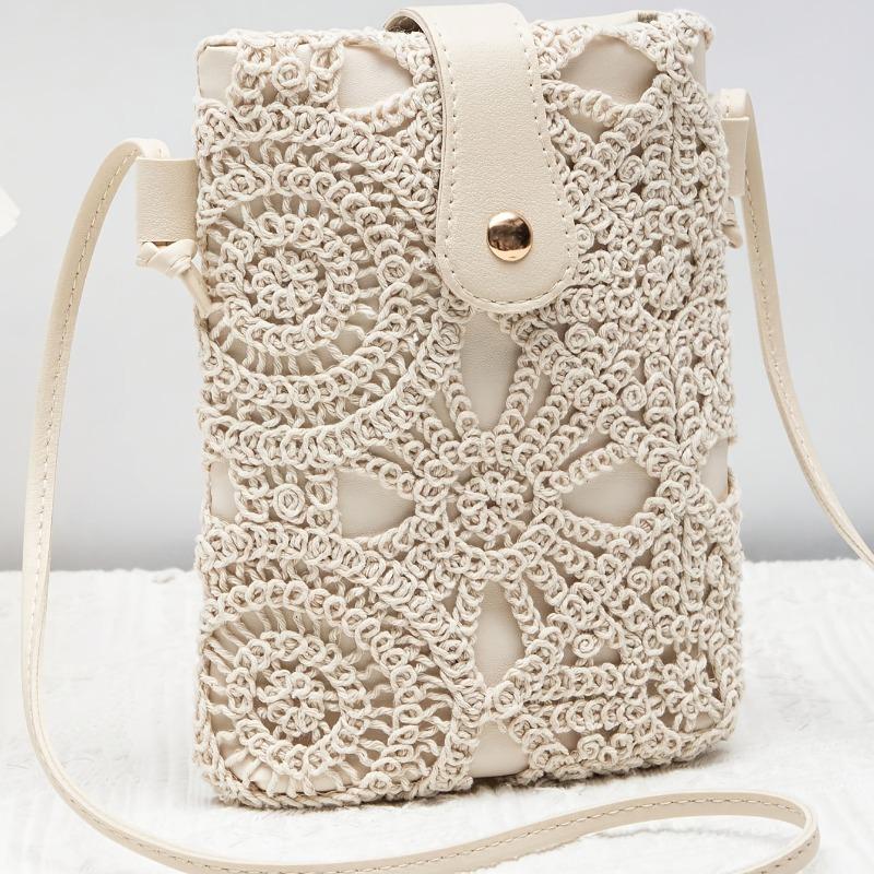 

Elegant Fiber Handbag, Multicolor Crossbody Purse for Daily & Beach, Gift for Mom бежевый