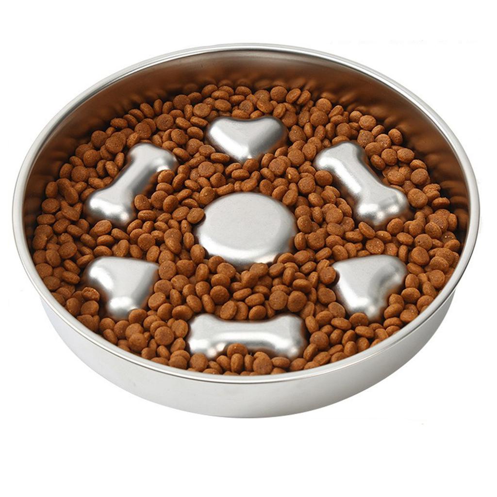 Stainless Steel Slow Food Bowl, Cat Bowl, Dog Bowl, Thickened Large Capacity Pet Food Bowl, Pet Bowl, Stable And Not Easy To Overturn,1pc,