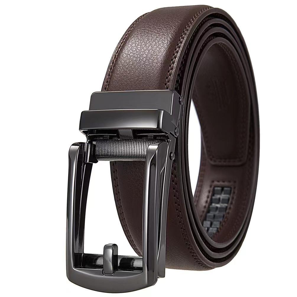New Hot Selling Men's Genuine Leather Belt, Two-layer Cowhide, Business Fake Needle Buckle, Fashionable High-end Belt, Factory Direct Sales