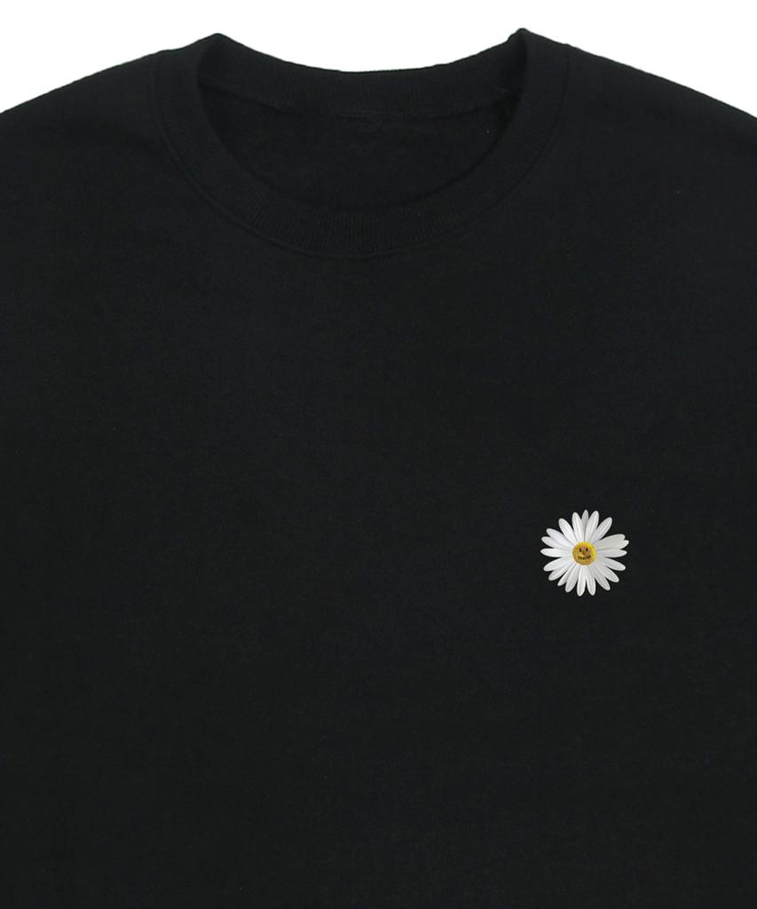 GRAVER [Unisex] Small Daisy Flower Logo Smile Sweatshirt_Black