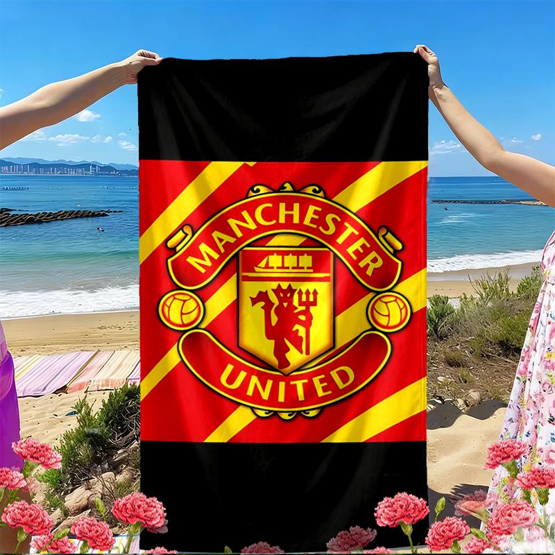 Manchester Football Print Beach Towel, Versatile Lightweight Absorbent Beach Towel for Pool Surf Yoga Bathroom, Perfect Birthday Holiday Gift
