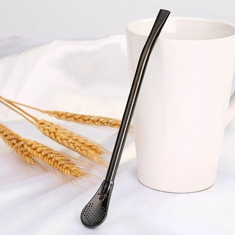 1 Pcs Multi-functional Fashion New Style High-grade Drinking Straws, Healthy Stainless Steel Straws & Stir Bar & Spoons