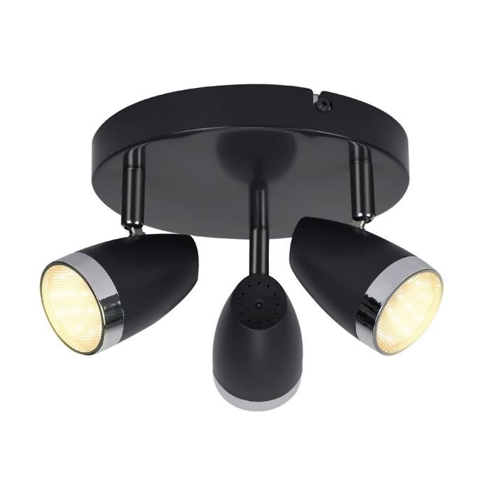 Spot de plafond - NETTLIFE - 3 ampoules 12W - Orientable 350° - LED intégrée - Noir