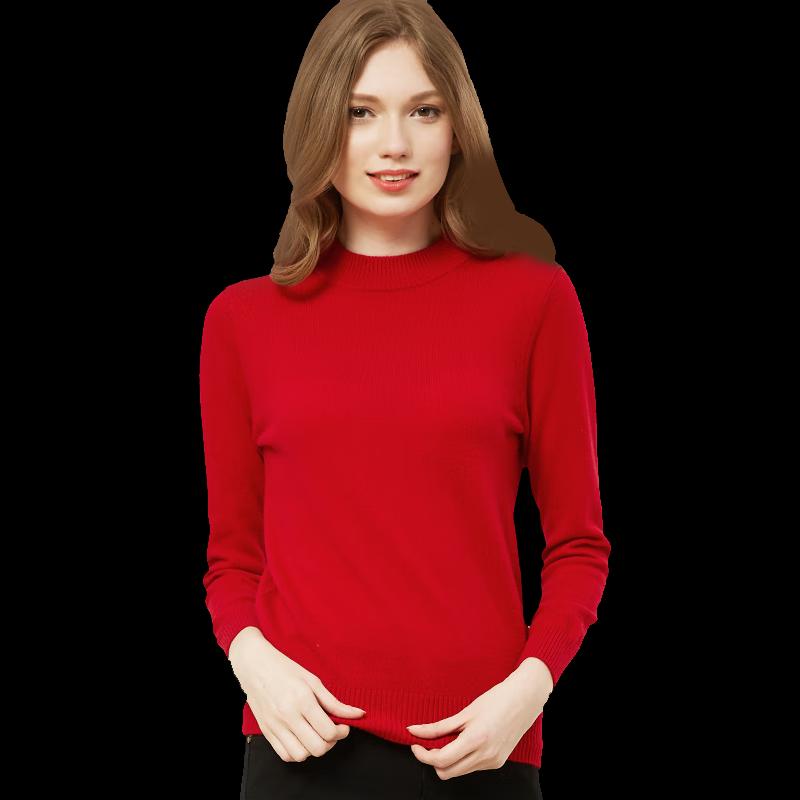 Hengyuanxiang Women's Cashmere Blend Semi-High Collar Sweater Y016002