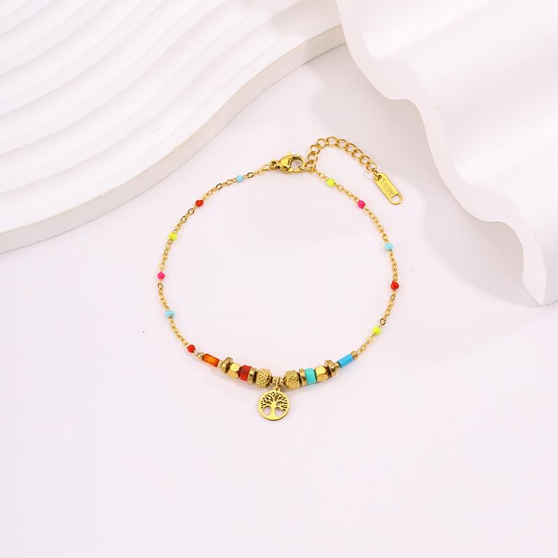 Stylish Small Fresh Beaded , High-end K Gold Titanium Steel , Girls, Non-fading Tree of Life