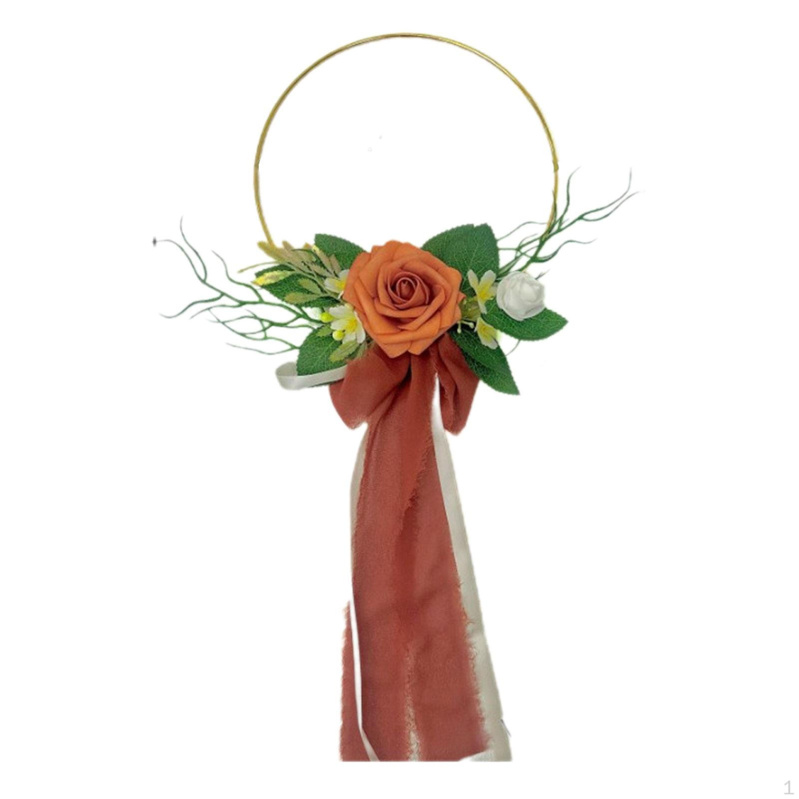 Artificial Rose Floral Hoop Wreath Decorative Flowers Wall