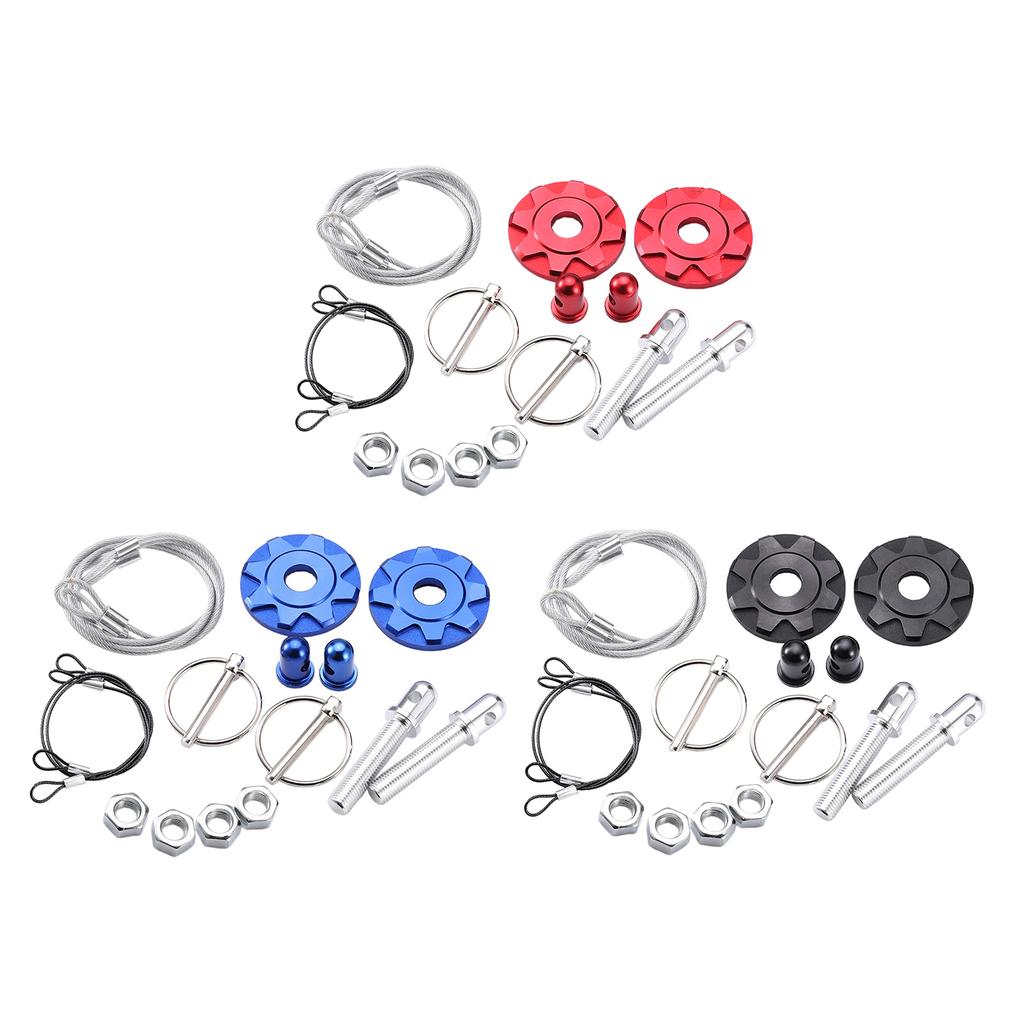 Aluminum Engine Hood Pin Plate Bonnet Lock Clip Kit Car Modification Accessory Quick Release Hood Bonnet Pin Lock