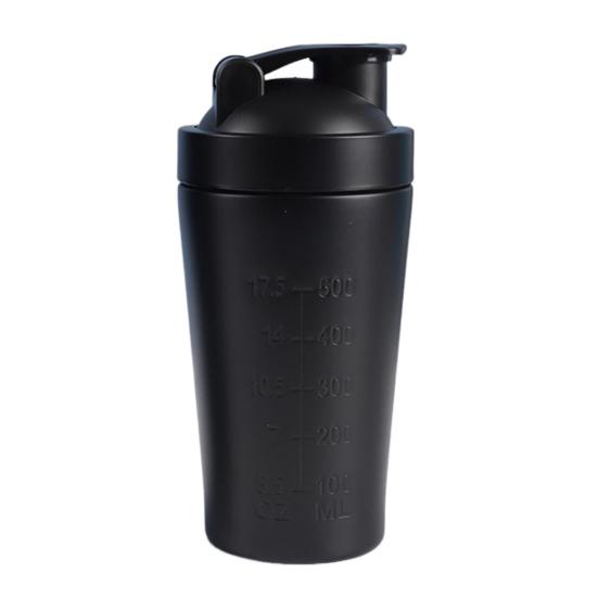 

Шейкер из нержавеющей стали, чашка для протеиновых коктейлей для фитнеса и спортзала, бутылка 500 мл/750 мл, портативная бутылка для смешивания со стальным шариком и весами 500ML чёрный