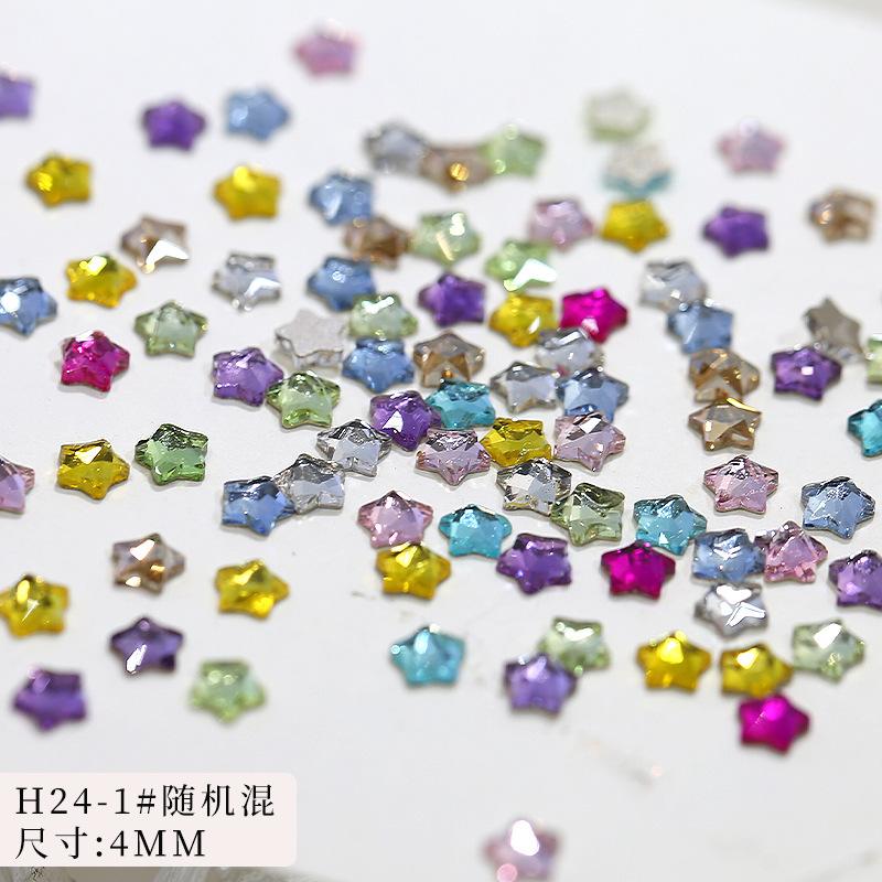 50 STÜCKE Super Glitzernde Bunte Fünfzackige Sterne Flatback Diamanten Nailart Strasssteine Edelstein Maniküre Flatback Charms Zubehör