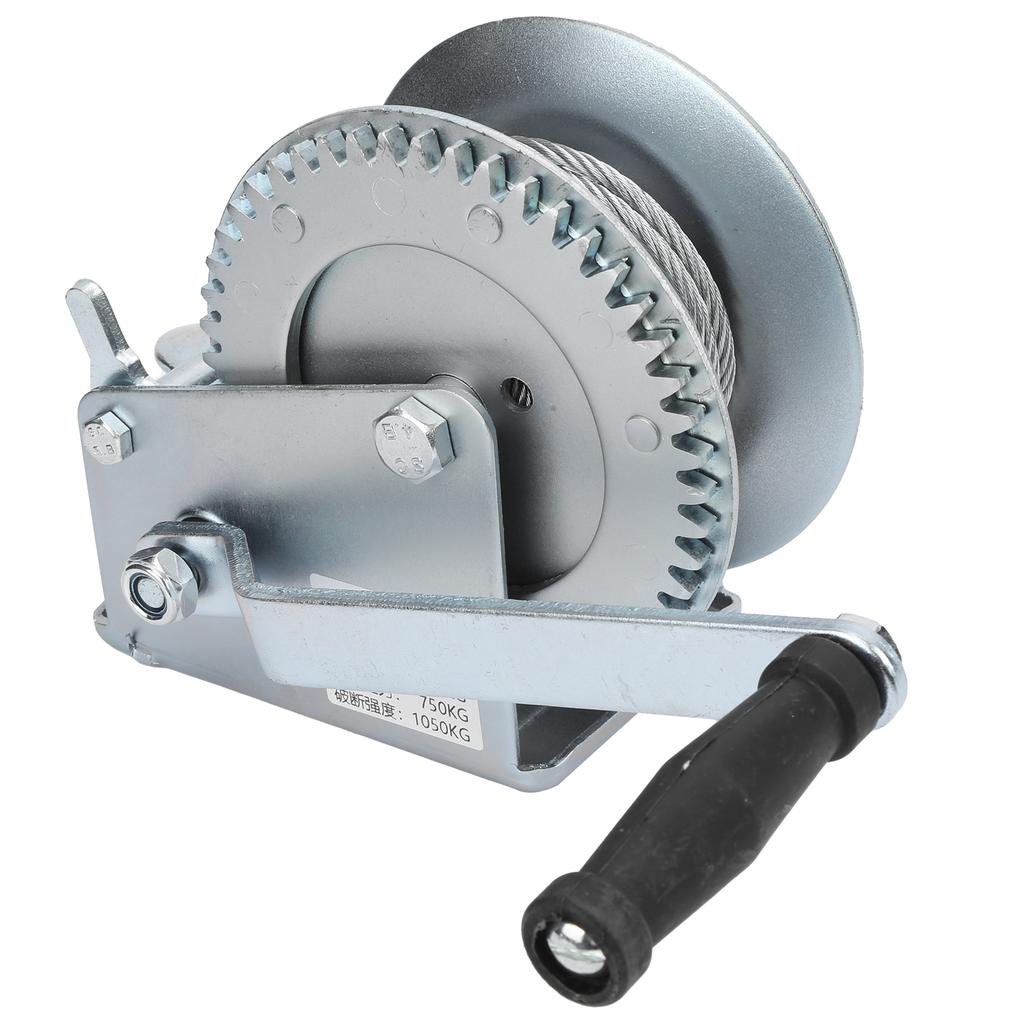 Troliu manual cu autoblocare, cu manivelă, pentru sarcini mari, cu cârlig de ridicare, 1600 lbs
