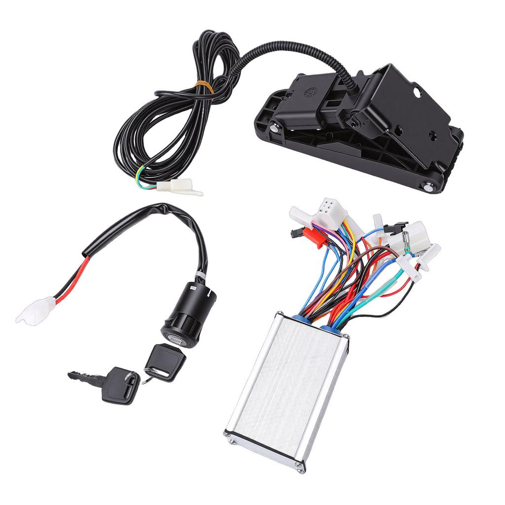 Electric Controller Kit Aluminum 350W Brushless Controller Ignition Key Switch with Foot Pedal for Replacement