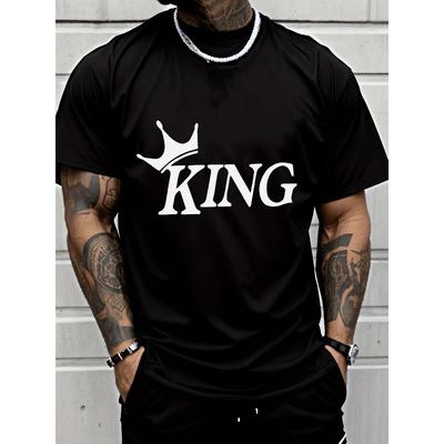 European Sizes Men's T - Shirt Casual Street Style Crown King Graphic Short Sleeve Top Men'sFashion Adults Men Casual Wear