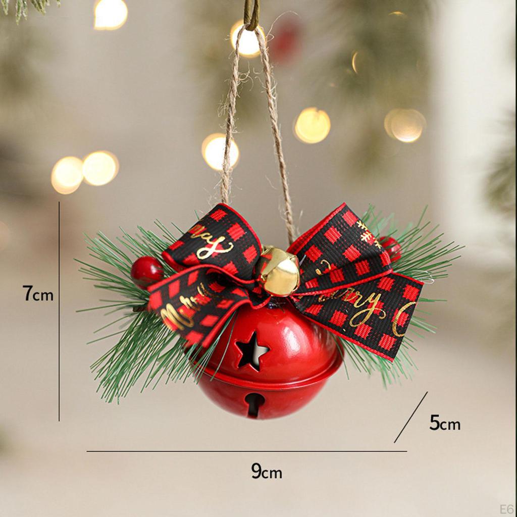 Christmas Bow with Bell Decoration Crafts Decorative, Small Xmas Door Hanger for