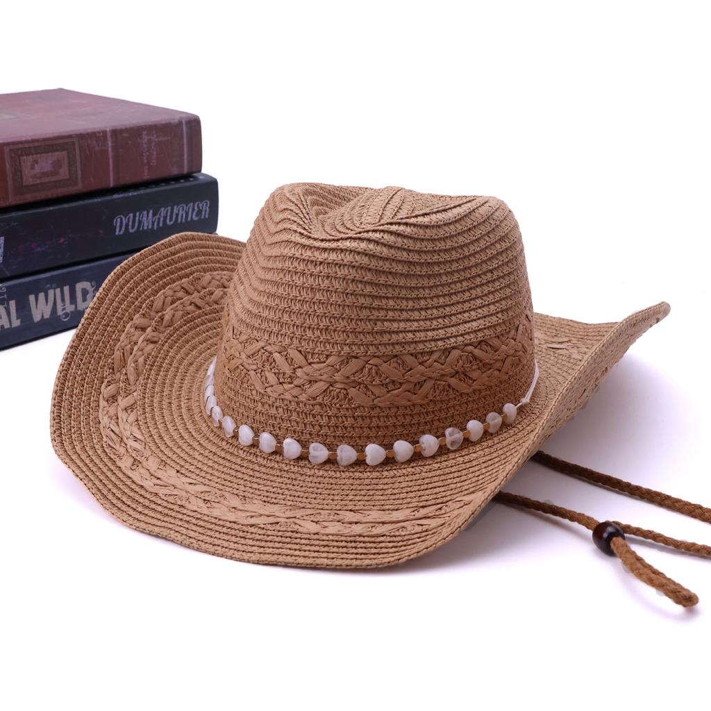 Splicing straw hat pearl decoration high top hat summer shading straw hat sun hat outdoor sun protection European and American popular hat