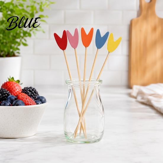 Tulip Fruit Labels Leaves Eco-friendly Picks Picks Cocktail 100Pcs Disposable with Decorative Tags Flower Tips Bamboo Skewers for Fruits
