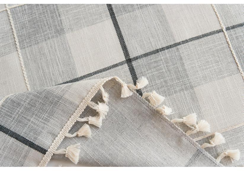 Nordic Fresh Style Imitation Cotton Linen Embroidery Plaid Tablecloth for Coffee and Dining Tables