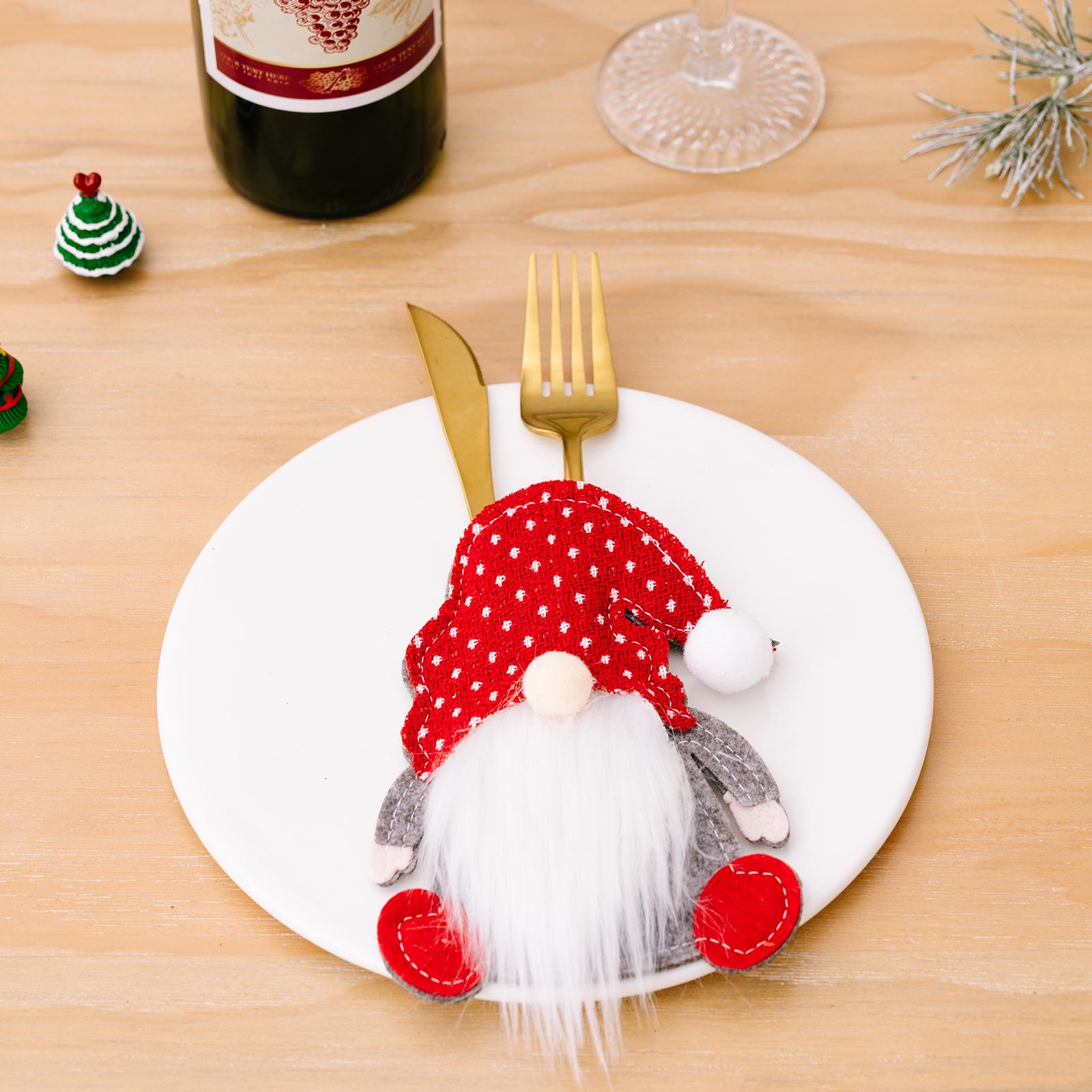 

Christmas Gnome Cutlery Set: Faceless Old Man and Rudolph Knife and Fork Bags