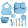 11-Piece Children's Silicone Bear Feeding Set: Food-Grade Bib, Bowl, Straw Cup & Tableware