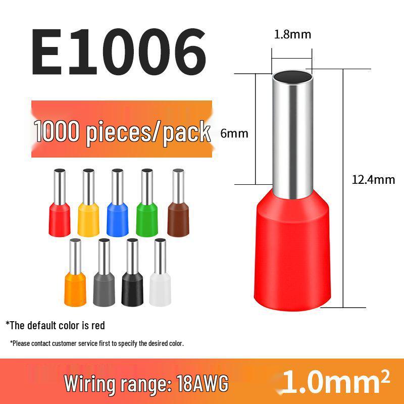 VE Tube-Type Pre-Insulated Terminal E 0308 Cold-Pressed Pin Terminal