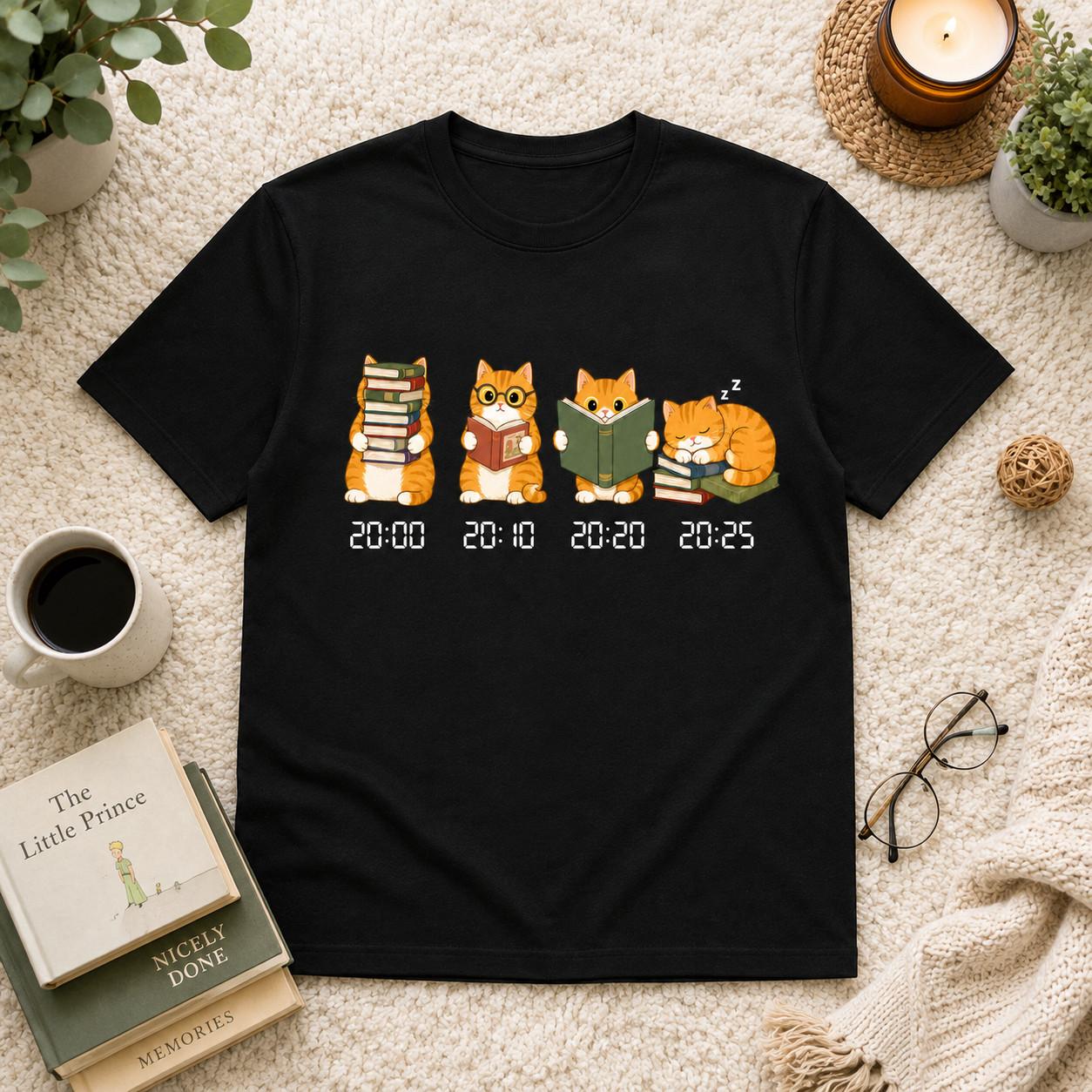 Personalized Ginger Cat Reading Time Shirt, Custom Time And Cat, Cat Mom T-shirt XXXL
