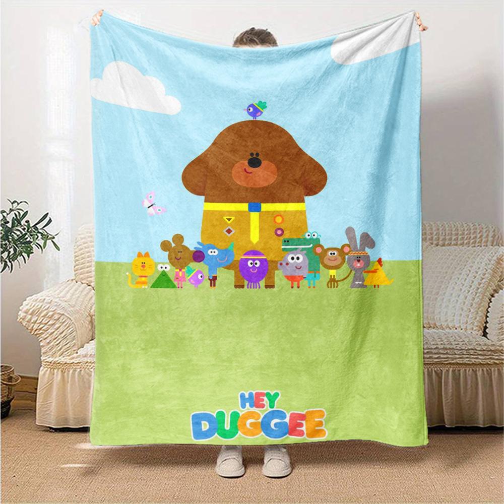 Hey Duggee Theme Printed Blanket - Perfect for Couch, Bed, Travel & Outdoor Use | Machine Washable, Cozy & Durable.