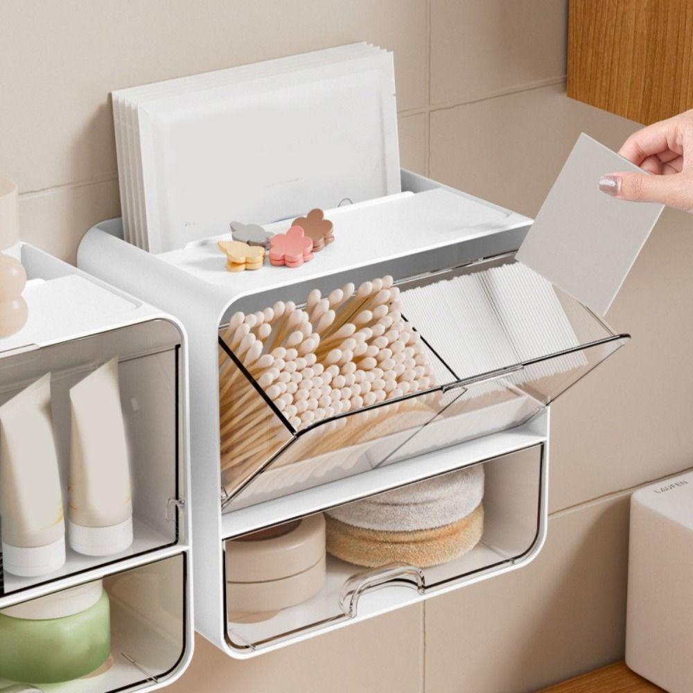 Wall-Mounted Cosmetic Storage Box Plastic Jewelry Case Durable Makeup Organizer  Bedroom