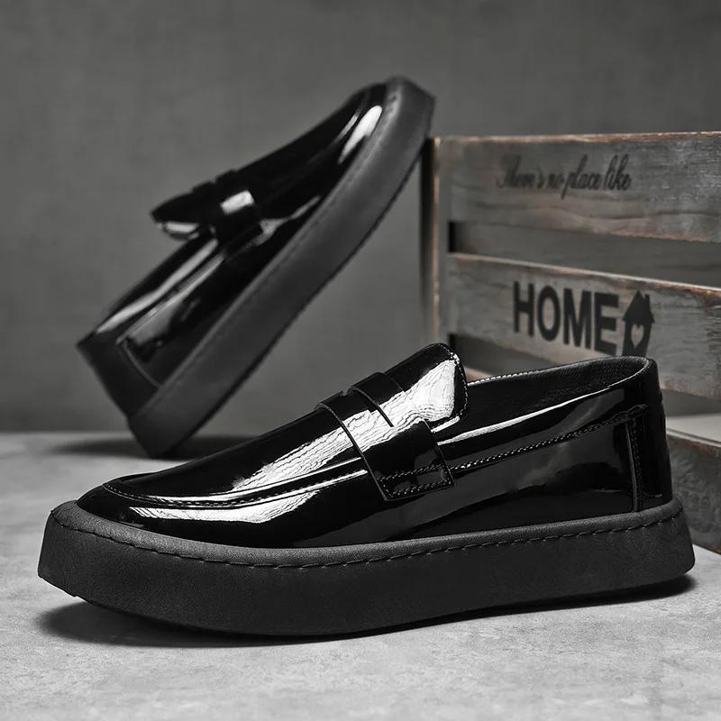 

Лоферы Мужские Кожаные Туфли на Толстой Подошве Британский Стиль Черные Формальные Туфли Модные Роскошные Слипоны Повседневные Туфли Мужские Большие Размеры Кроссовки 46