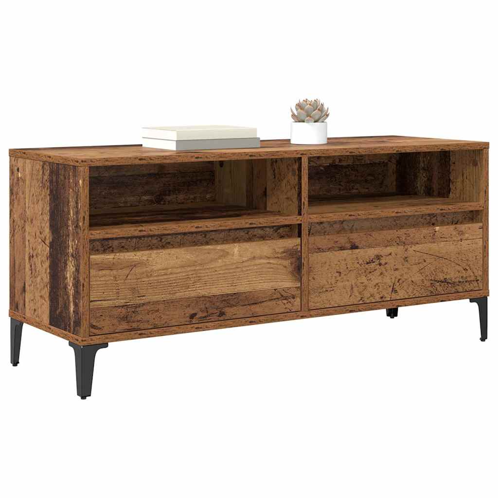 TV Stand Rustic Wood Look 100 x 34.5 x 44.5 cm Engineered Wood and Iron