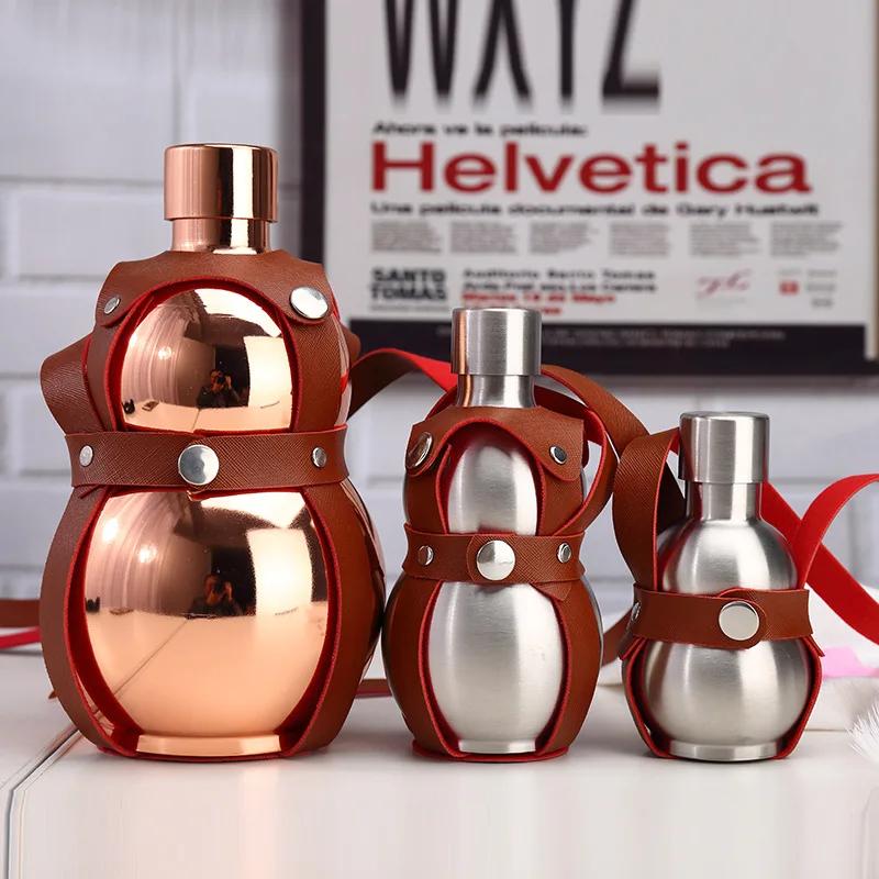 Stainless Steel Hip Flask Portable Gourd Shape Flagon Outdoor Wine Bottle Whiskey Vodka Wine Pot Alcohol Drinkware Flask
